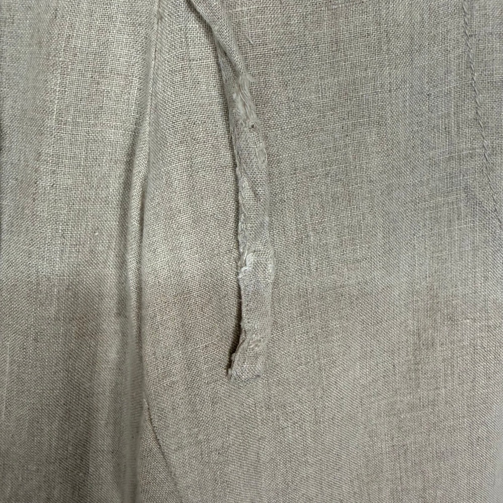 Gap Pants Women 4 Beige Khaki 100% Linen Straight Leg Drawstring Lined Trousers - Picture 3 of 16